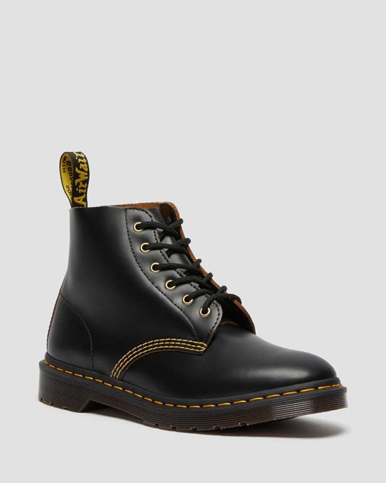 Dr Martens 101 Vintage Smooth Leather Men's Ankle Boots Black Vintage Smooth | MDVRWI689