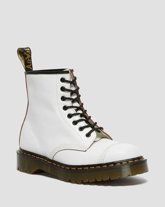 Dr Martens 1460 Bex Made in England Toe Cap Men's Ankle Boots White Quilon | RIHETC789