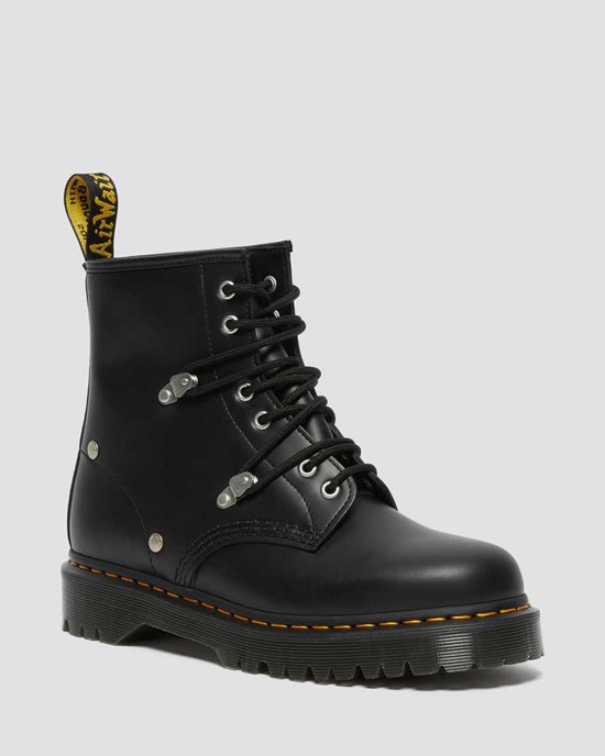 Dr Martens 1460 Bex Stud Leather Men's Lace Up Boots Black Fine Haircell | KVHWUS913