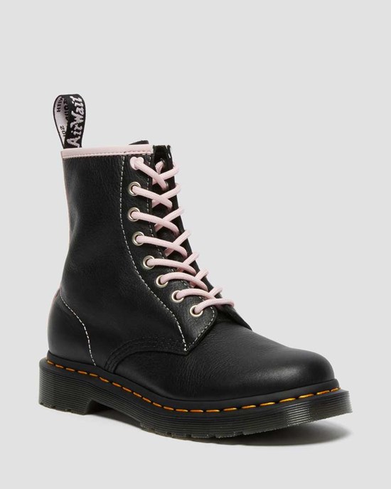 Dr Martens 1460 Contrast Leather Women's Lace Up Boots Black Pink | SCRYVH059