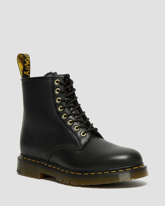 Dr Martens 1460 DM's Wintergrip Leather Women's Lace Up Boots Black Blizzard Wp | ANPQFO735