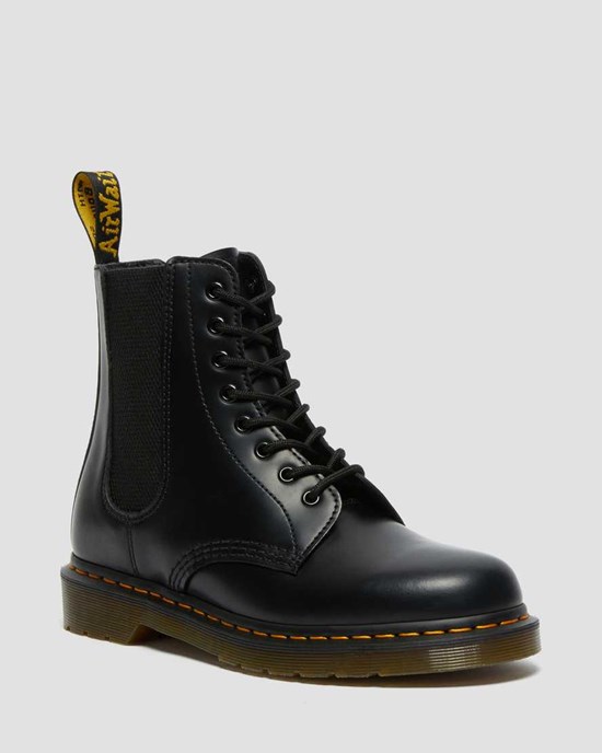 Dr Martens 1460 Harper Smooth Leather Women's Lace Up Boots Black Smooth Leather | WRINZK604