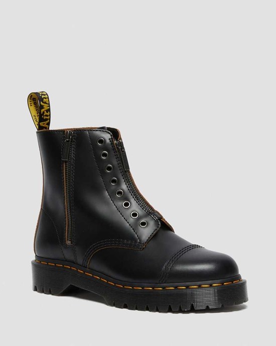 Dr Martens 1460 Laceless Bex Leather Women's Ankle Boots Black Vintage Smooth | HBUINT463