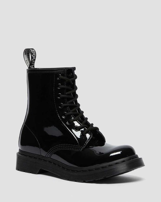 Dr Martens 1460 Mono Patent Leather Women's Patent Boots Black Patent Lamper | HYSWPC619