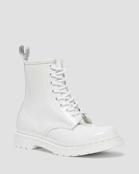 Dr Martens 1460 Mono Patent Leather Women's Ankle Boots White Patent Lamper | LZHTRP607