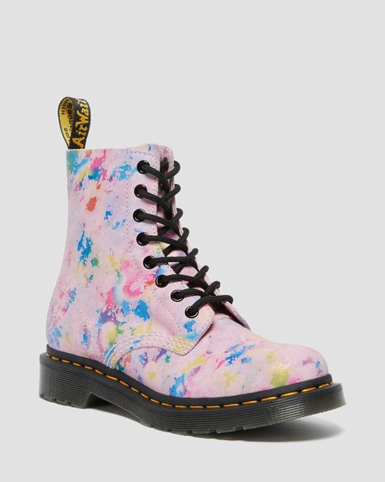 Dr Martens 1460 Pascal Confetti Suede Women's Ankle Boots Pink | IGMSLK826