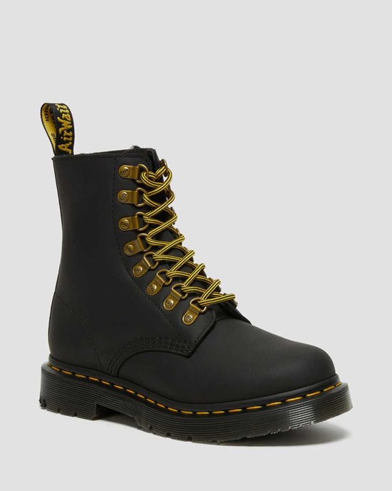 Dr Martens 1460 Pascal DM's Wintergrip Leather Women's Ankle Boots Black Snowplow | FWDGQA418