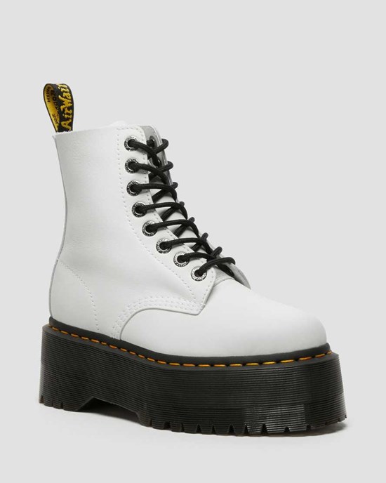 Dr Martens 1460 Pascal Max Leather Women's Ankle Boots White Pisa | QDFWRL017