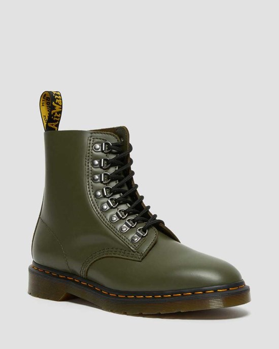 Dr Martens 1460 Pascal Verso Smooth Leather Men's Ankle Boots Green Smooth Leather | QYUHBV920