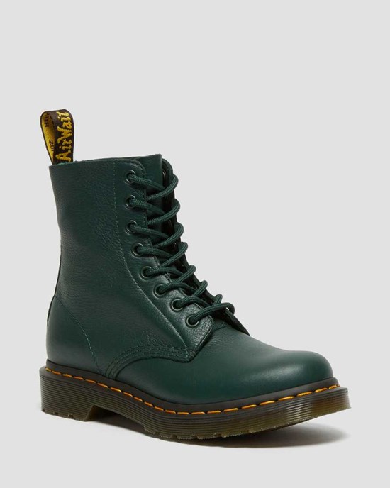 Dr Martens 1460 Pascal Virginia Leather Women's Lace Up Boots Green Virginia | WUFIGQ352