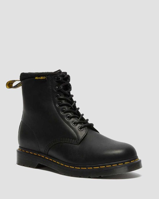 Dr Martens 1460 Pascal Warmwair Leather Women's Lace Up Boots Black Valor Wp | EMUIHF694