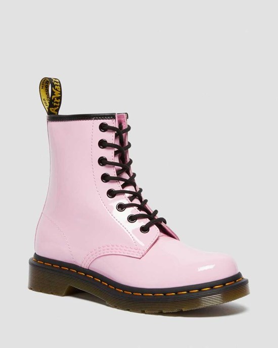 Dr Martens 1460 Patent Leather Women's Lace Up Boots Pale Pink Patent Lamper | OIKBUW967