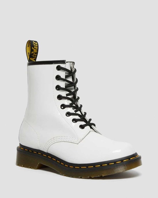 Dr Martens 1460 Patent Leather Women's Lace Up Boots White Patent Lamper | TSDEKY823