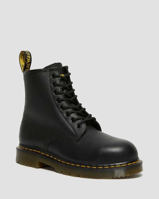 Dr Martens 1460 Slip Resistant Steel Toe Women's Ankle Boots Black Industrial Full Grain | TMZGIA984