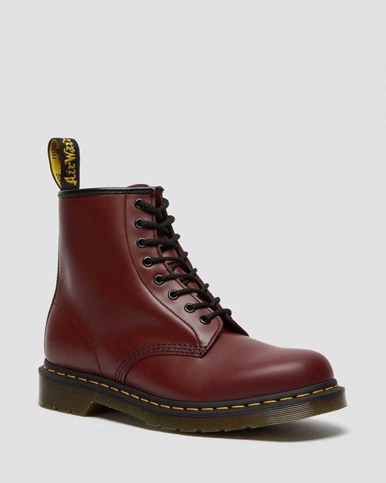 Dr Martens 1460 Smooth Leather Men's Ankle Boots Cherry Red Smooth Leather | ZWGEXI186