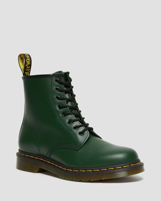 Dr Martens 1460 Smooth Leather Men's Lace Up Boots Green Smooth Leather | XMLQZI481