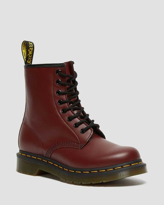 Dr Martens 1460 Smooth Leather Women's Ankle Boots Cherry Red Smooth Leather | EAXNML231