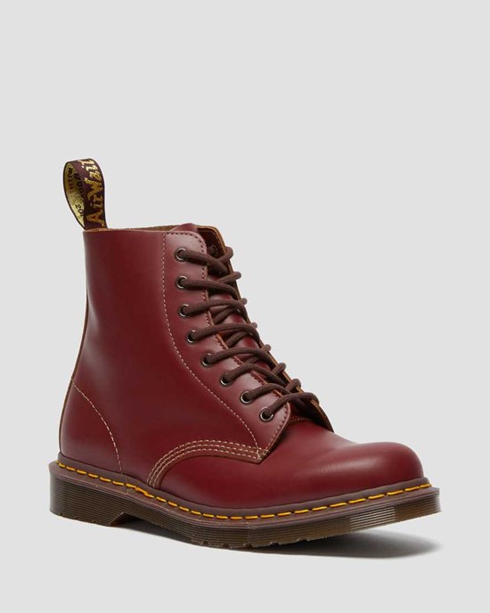 Dr Martens 1460 Vintage Made in England Men's Lace Up Boots Red Quilon | HVCYTL143