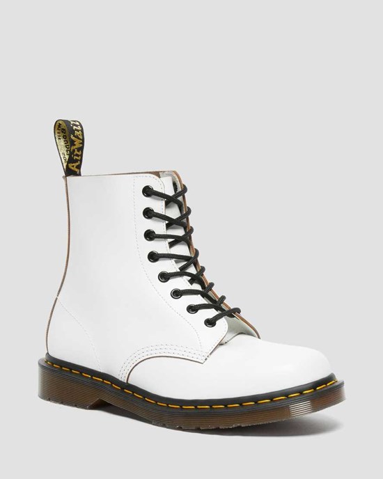 Dr Martens 1460 Vintage Made in England Women's Ankle Boots White Quilon | NMEQLP805