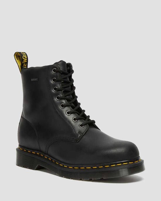 Dr Martens 1460 Waterproof Men's Lace Up Boots Black Republic Wp | YUEORT705