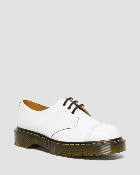 Dr Martens 1461 Bex Made in England Toe Cap Women's Oxford Shoes White Vintage Smooth | UYQSIB743