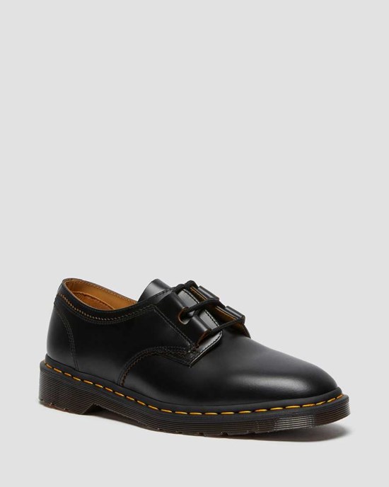 Dr Martens 1461 Ghillie Leather Men's Oxford Shoes Black Vintage Smooth | GOEWUF957