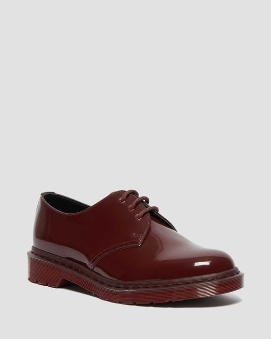 Dr Martens 1461 Made in England Mono Patent Leather Women's Patent Shoes Red Patent Lamper | JDTLIR104