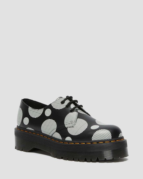 Dr Martens 1461 Polka Dot Smooth Leather Men's Oxford Shoes Black Polka Dot Smooth | BDPYCT652