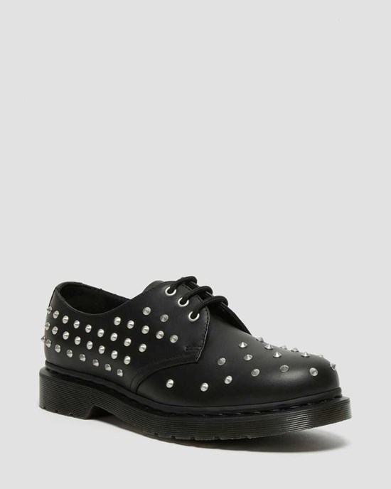 Dr Martens 1461 Stud Wanama Leather Women's Oxford Shoes Black Wanama | VZKNTL658