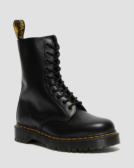 Dr Martens 1490 Bex Smooth Leather Women's Lace Up Boots Black Smooth Leather | RAJNQK713