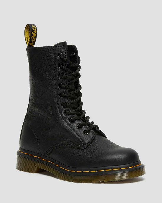 Dr Martens 1490 Virginia Leather Women's Lace Up Boots Black Virginia | QBNXET695