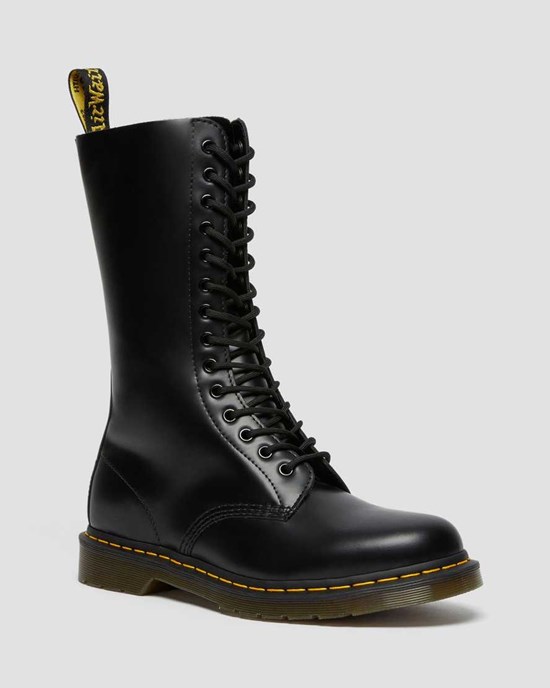 Dr Martens 1914 Smooth Leather Women's Lace Up Boots Black Smooth Leather | RNUTPI710