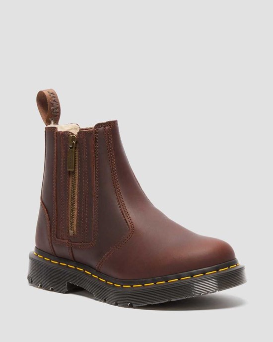 Dr Martens 2976 DM's Wintergrip Men's Zip Up Boots Brown Snowplow | TLJQAH948