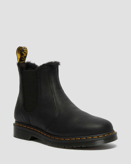 Dr Martens 2976 Faux Fur Lined Men's Ankle Boots Black Ambassador | JMZODY794