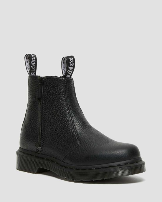 Dr Martens 2976 Leather Women's Zip Up Boots Black Milled Nappa Leather | RJBUDP435