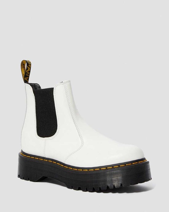 Dr Martens 2976 Smooth Leather Platform Men's Ankle Boots White Smooth Leather | HZOJFY103