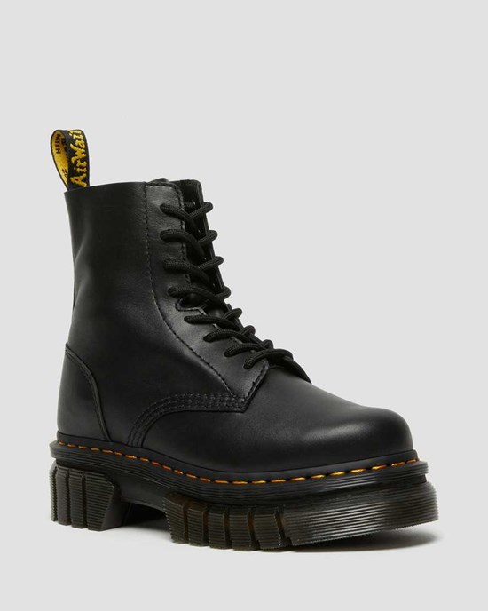 Dr Martens Audrick Nappa Leather Platform Women's Lace Up Boots Black Nappa Lux | FHGSWK132