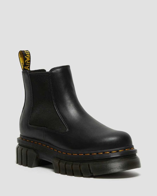 Dr Martens Audrick Nappa Leather Platform Women's Ankle Boots Black Nappa Lux | SETHDN907