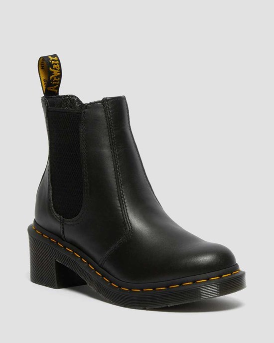 Dr Martens Cadence Leather Heeled Women's Chelsea Boots Black Wanama | NXUOMK053