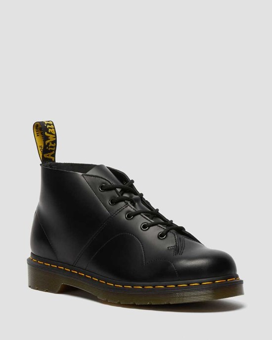 Dr Martens Church Smooth Leather Monkey Men's Ankle Boots Black Smooth Leather | BHOZKQ516