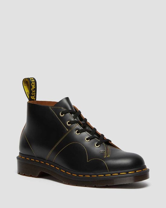 Dr Martens Church Vintage Monkey Men's Lace Up Boots Black Vintage Smooth | TKUXCM763