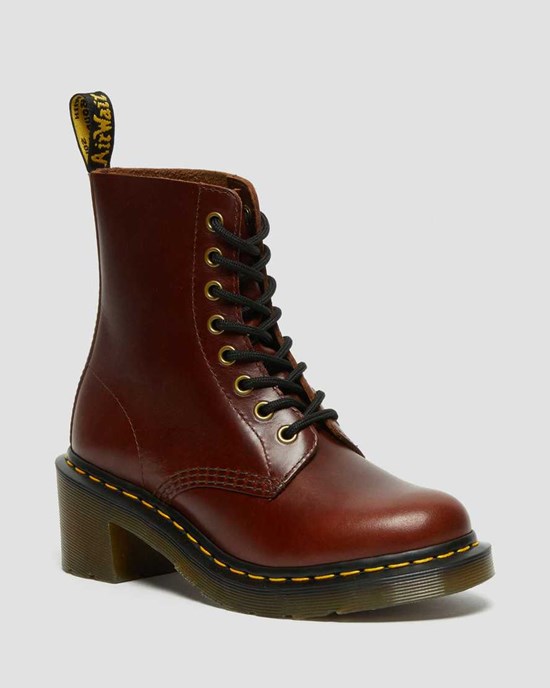 Dr Martens Clemency Leather Women's Ankle Boots Brown Abruzzo Wp | UFDHSV362