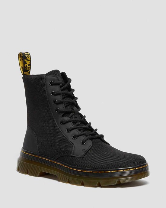 Dr Martens Combs Poly Men's Utility Boots Black Extra Tough Poly | IFUHVP934