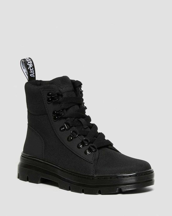 Dr Martens Combs Poly Women's Lace Up Boots Black Ajax | YUBSTD761