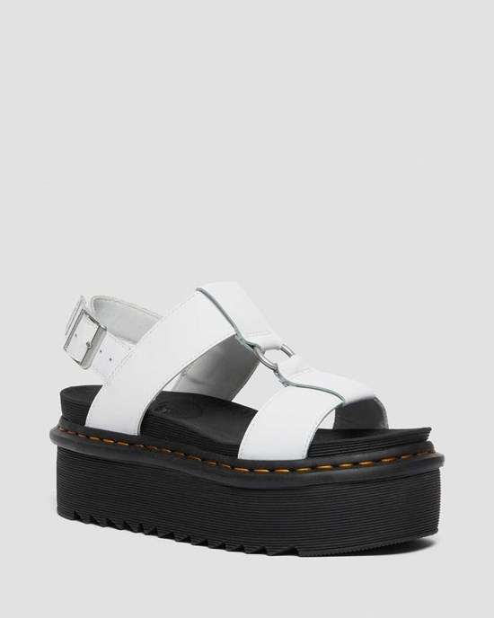 Dr Martens Francis Leather Women's Strap Sandals White Hydro Leather | UCEDBN540