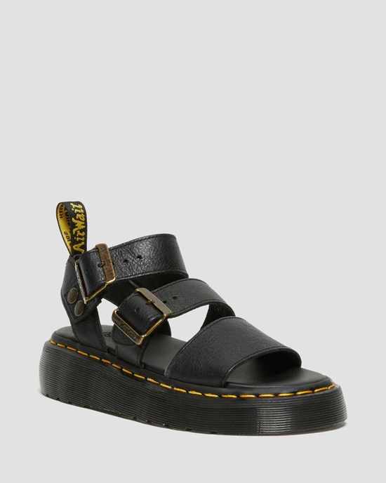 Dr Martens Gryphon Women's Platform Gladiator Sandals Black Pisa | SVBPJU197