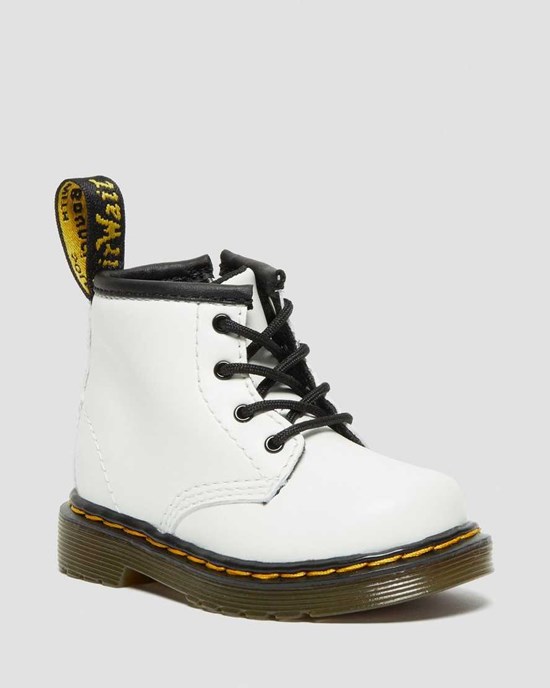 Dr Martens Infant 1460 Leather Kids' Lace Up Boots White Romario | PLZKUX624