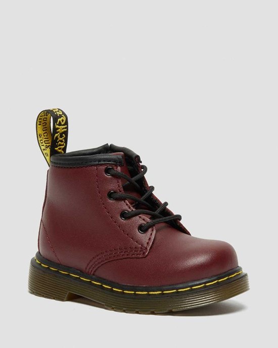 Dr Martens Infant 1460 Softy T Leather Kids' Lace Up Boots Cherry Red Softy T | IACYQT403