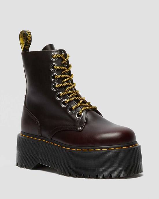 Dr Martens Jadon Max Leather Women's Lace Up Boots Oxblood Atlas | HLDYOT927