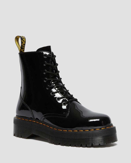 Dr Martens Jadon Patent Leather Men's Ankle Boots Black Patent Lamper | LQCKVN562